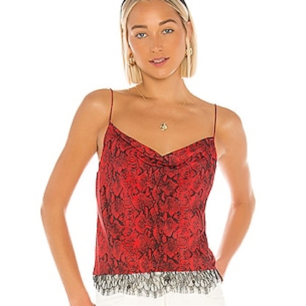 Alice + Olivia silk lace trimmed scoop neck tank
